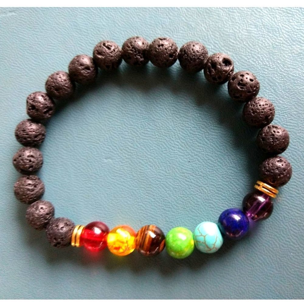 7 Chakra and Lava Bead Bracelet